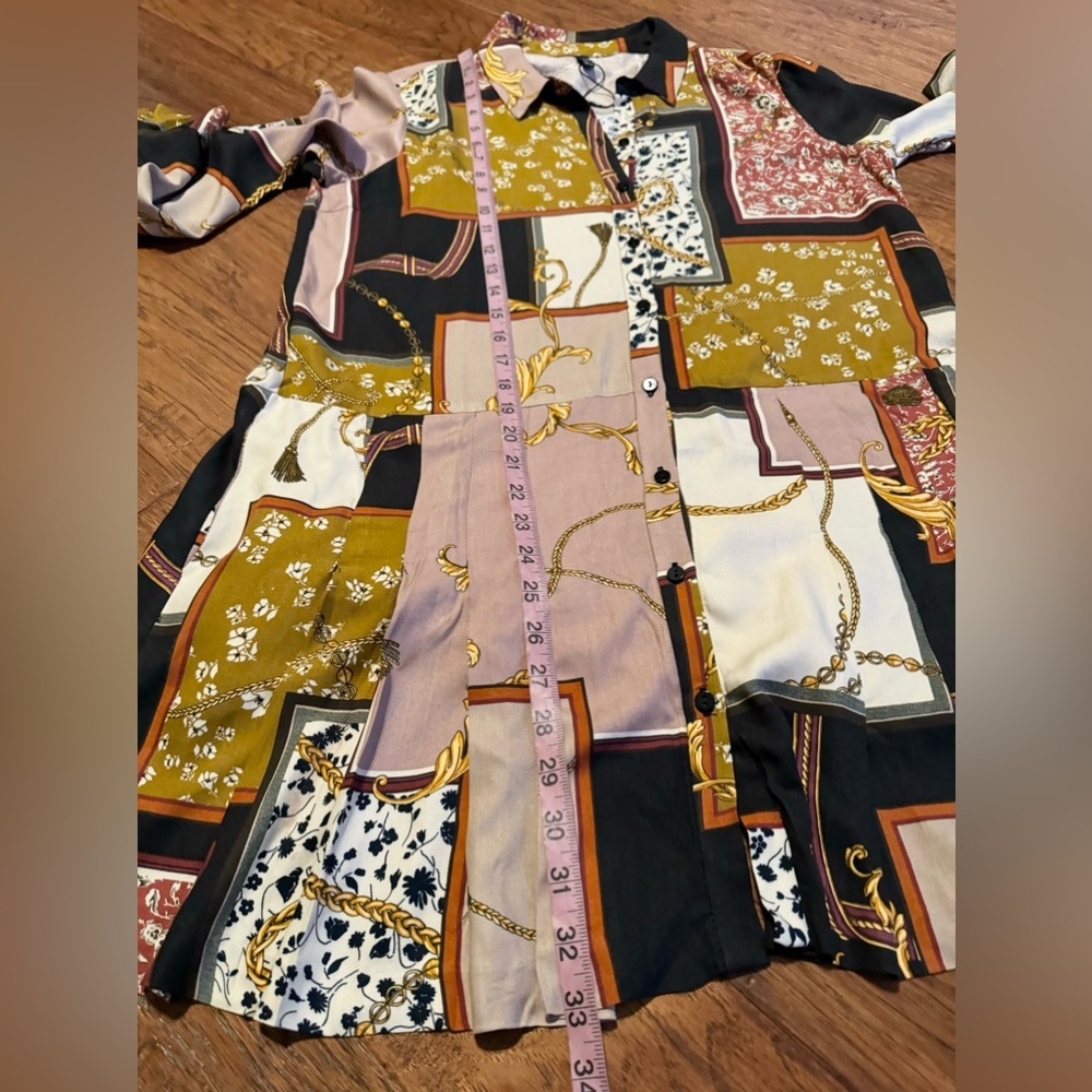 Zara Patchwork Chain Link Print Button Mini Dress‎ - image 10